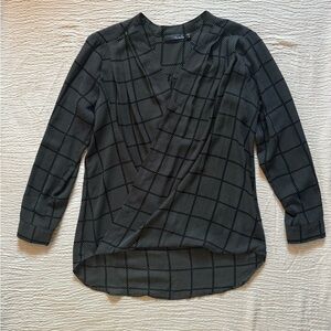 Ro & De Black and White Grid Pattern Blouse